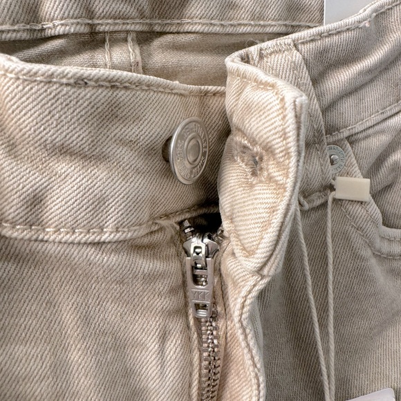 NWT Mango MNG Sienna Kick Flare Crop jeans Sand High Rise Fray Hem Denim Size 1 - Picture 8 of 8